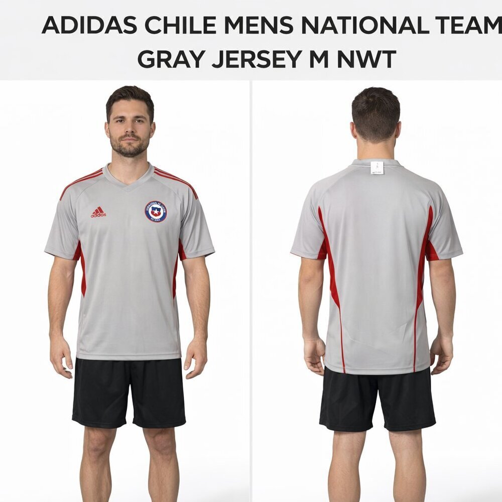 ADIDAS CHILE MENS NATIONAL TEAM GRAY JERSEY M NWT